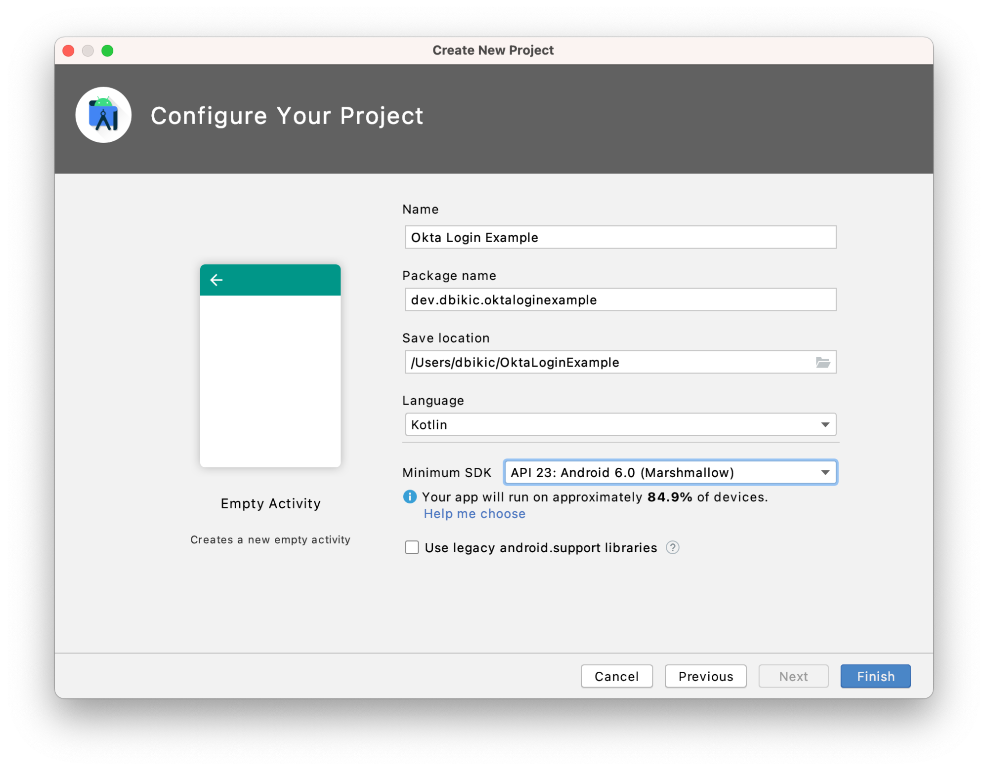 Create new Android Project