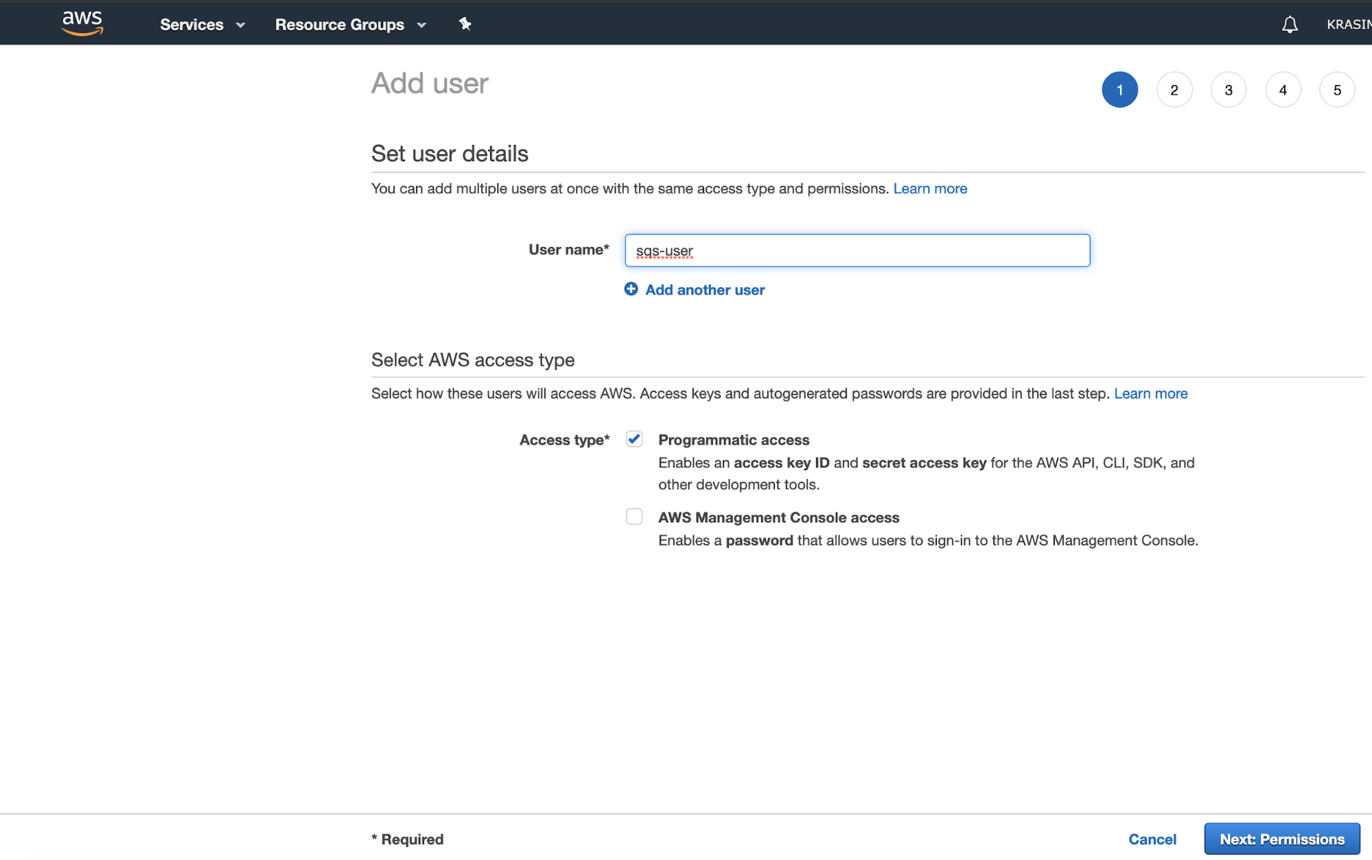 Add SQS user