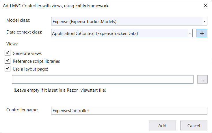 Add MVC Controller part 2