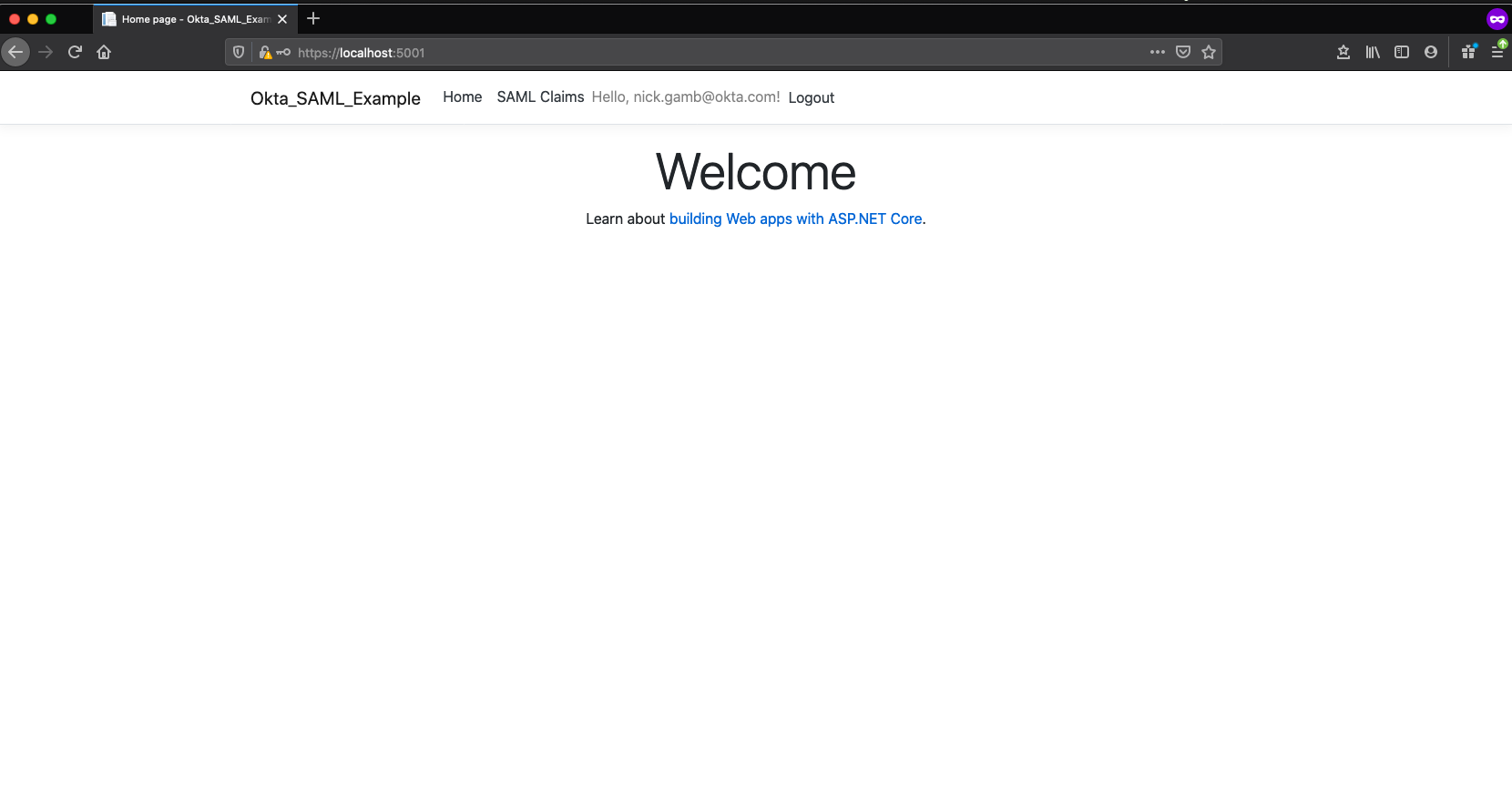 Test App Logged In