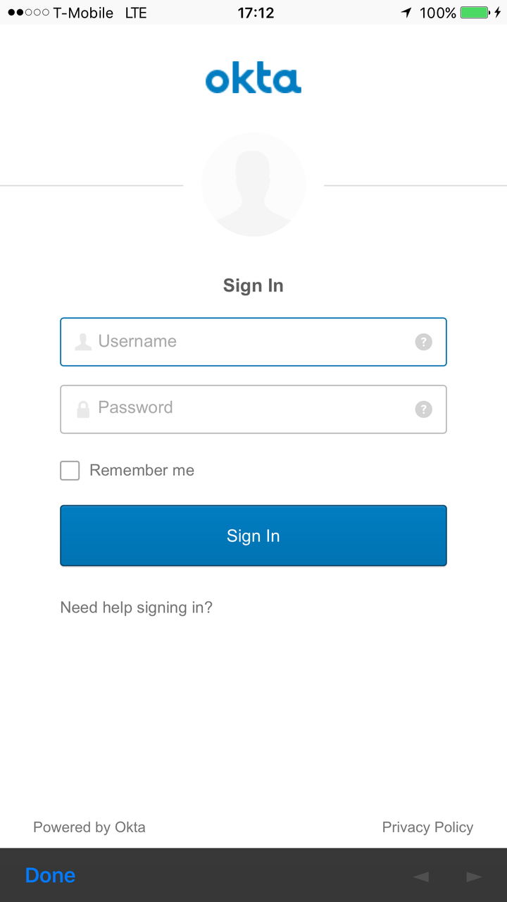 iPhone Okta Login