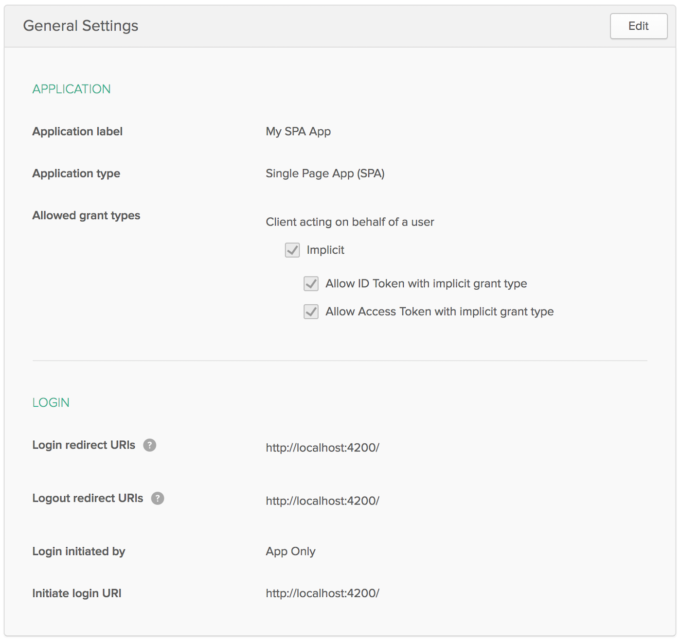 OIDC App Settings