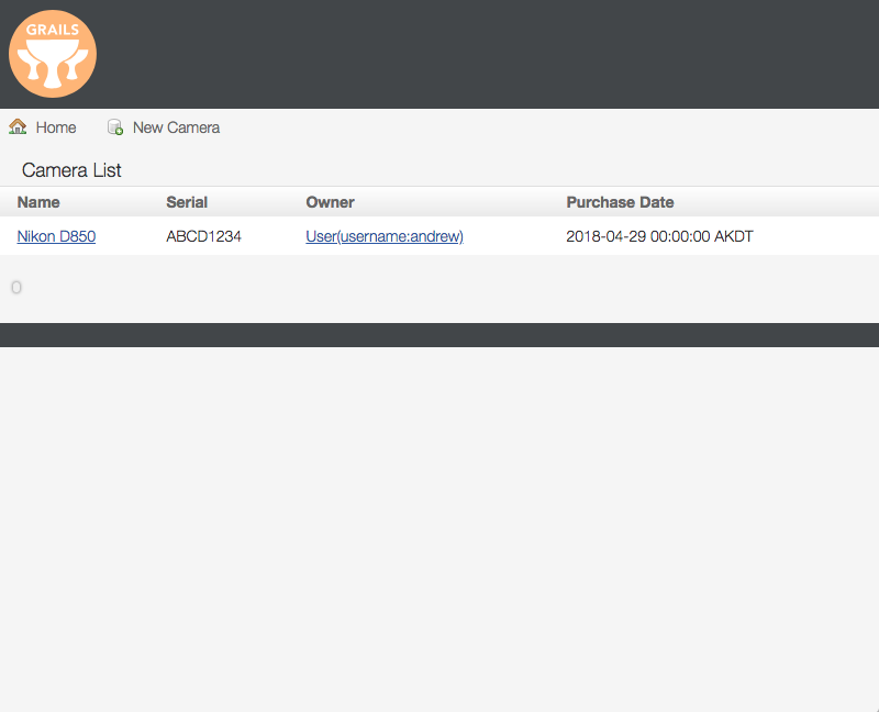 Populated camera list view