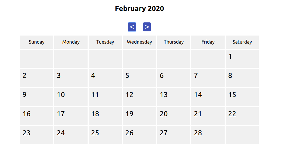 The styled calendar