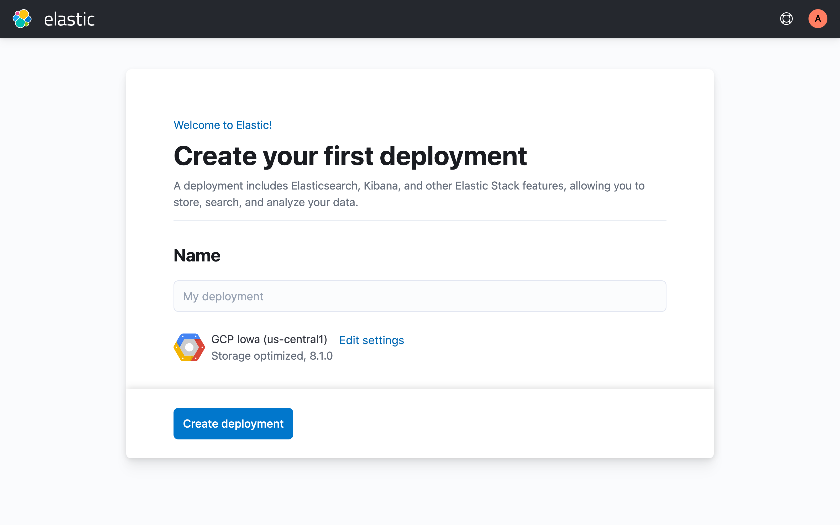 Configuring Elastic Cloud deployment