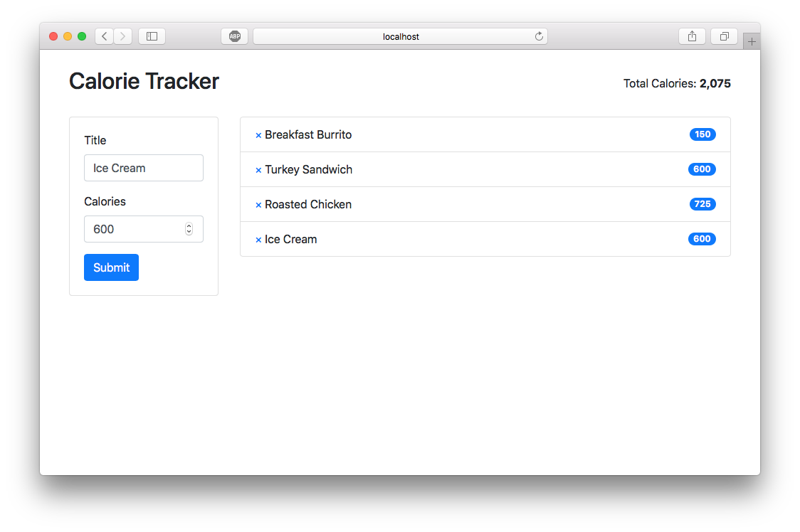Calorie Tracker with Ice Cream