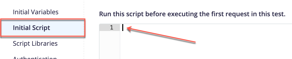 Showing the location of the Initial Script tab Initial Script tab