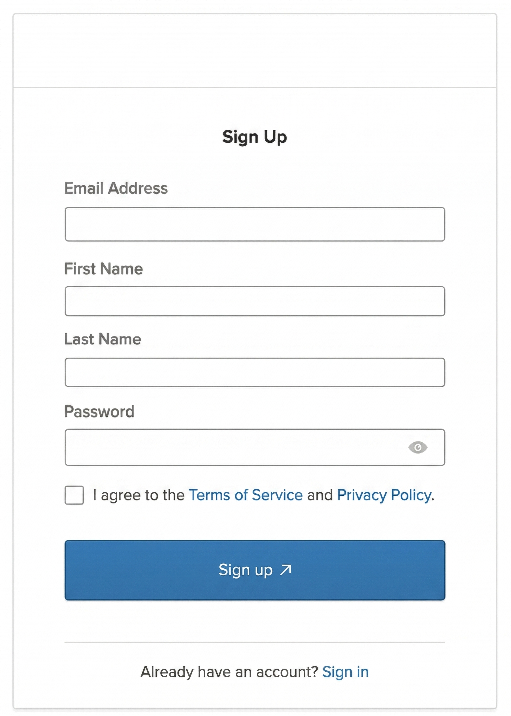 Sign-up widget